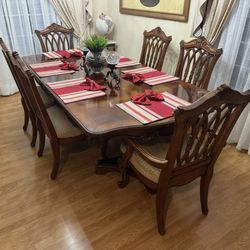 Solid Wood Tuscan / Mediterranean Dining Set – Table + 6 Chairs – High End Quality