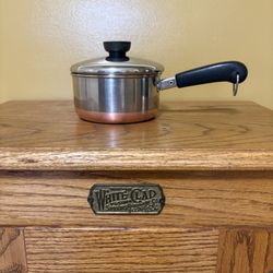 Vintage 1Qt Revere Ware Copper Bottom Saucepan With Lid.      P