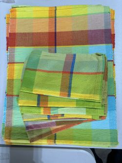 Colorful Placemats & Napkin Set – Bright Plaid Table Linens
