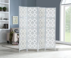 4-Panel Room Divider, Silver. NEW