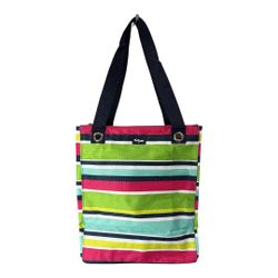 NWT Thirty-One 31 Tall Organizing Tote Preppy Pop Striped Bag 11x13x6 Zip Top