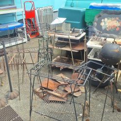 RUSTED OUT YARD ART SHELVES STOOLS DECOR  $15 BUCKS EACH 
