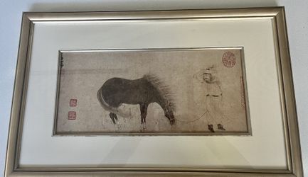 Vintage A Man And His Horse In The Wind Reproduction