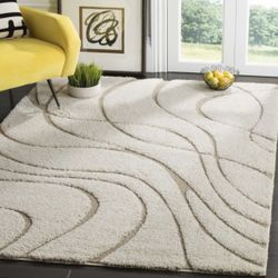 Luxurious Abstract Waves Rug Cream/Beige - 5'3" x 7'6"