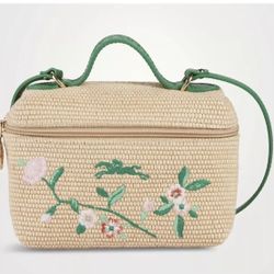 Longchamp Le Panier Pliage Vanity Green Floral Embroidered XS Crossbody NEW