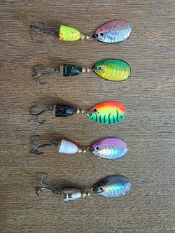 5-Piece Inline Fishing Spinner Lure Set – 10g / ~0.35 oz (Bass, Trout, Salmon)