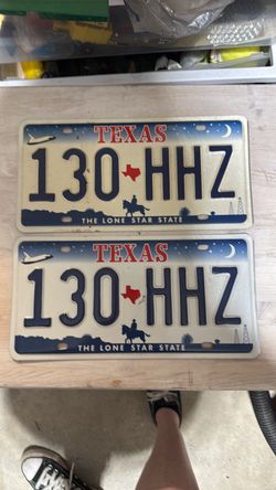 Set of matching vintage Texas license plates