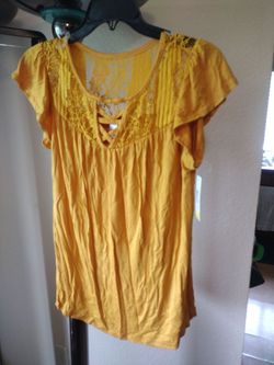 Gold, flutter-sleeve top