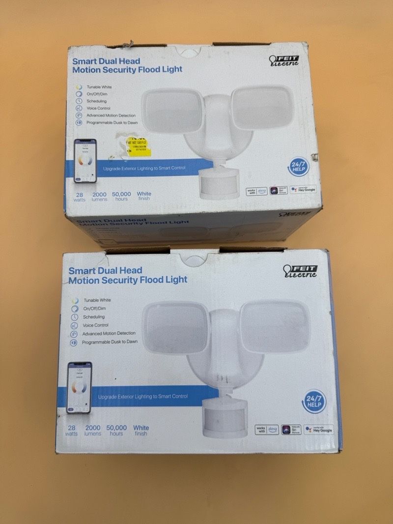 Feit Electric SMART Motion-Sensing Hardwired LED White Security Floodlight 2 pcs