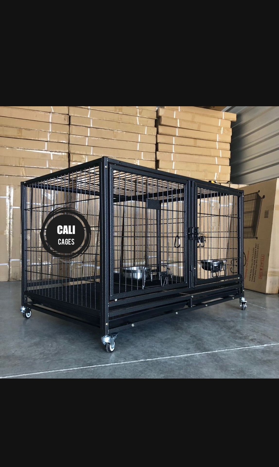 Dog Pet Cage Kennel Size 43” With Divdier And Feeding Bowls New In Box 📦