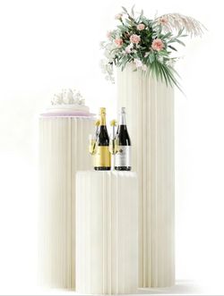3 Pack Portable White Cylinder Stands