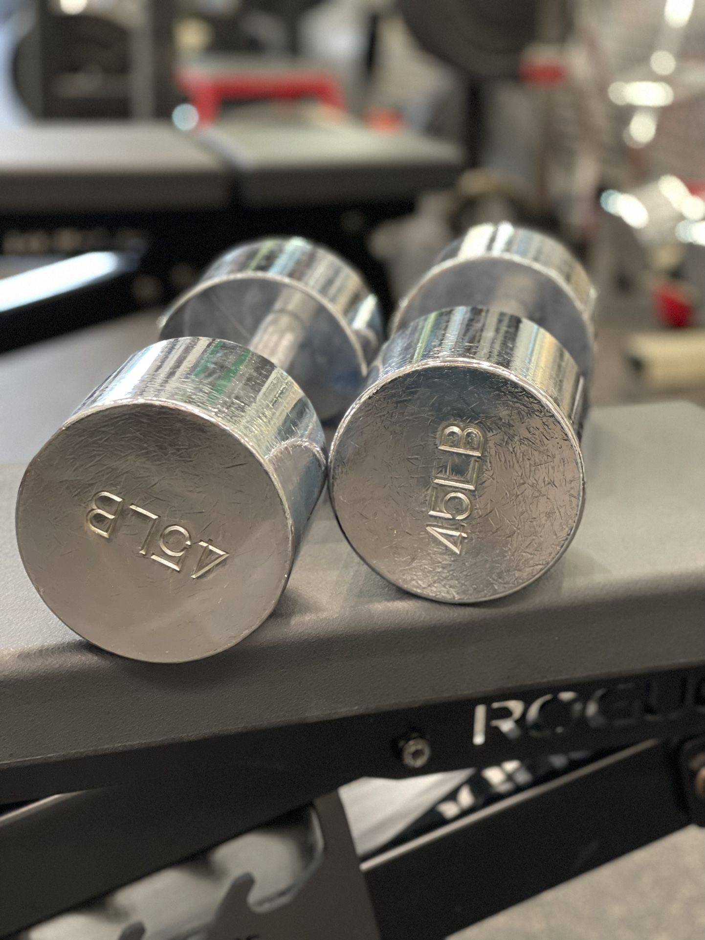 (2) 45 lb Chrome Dumbbells