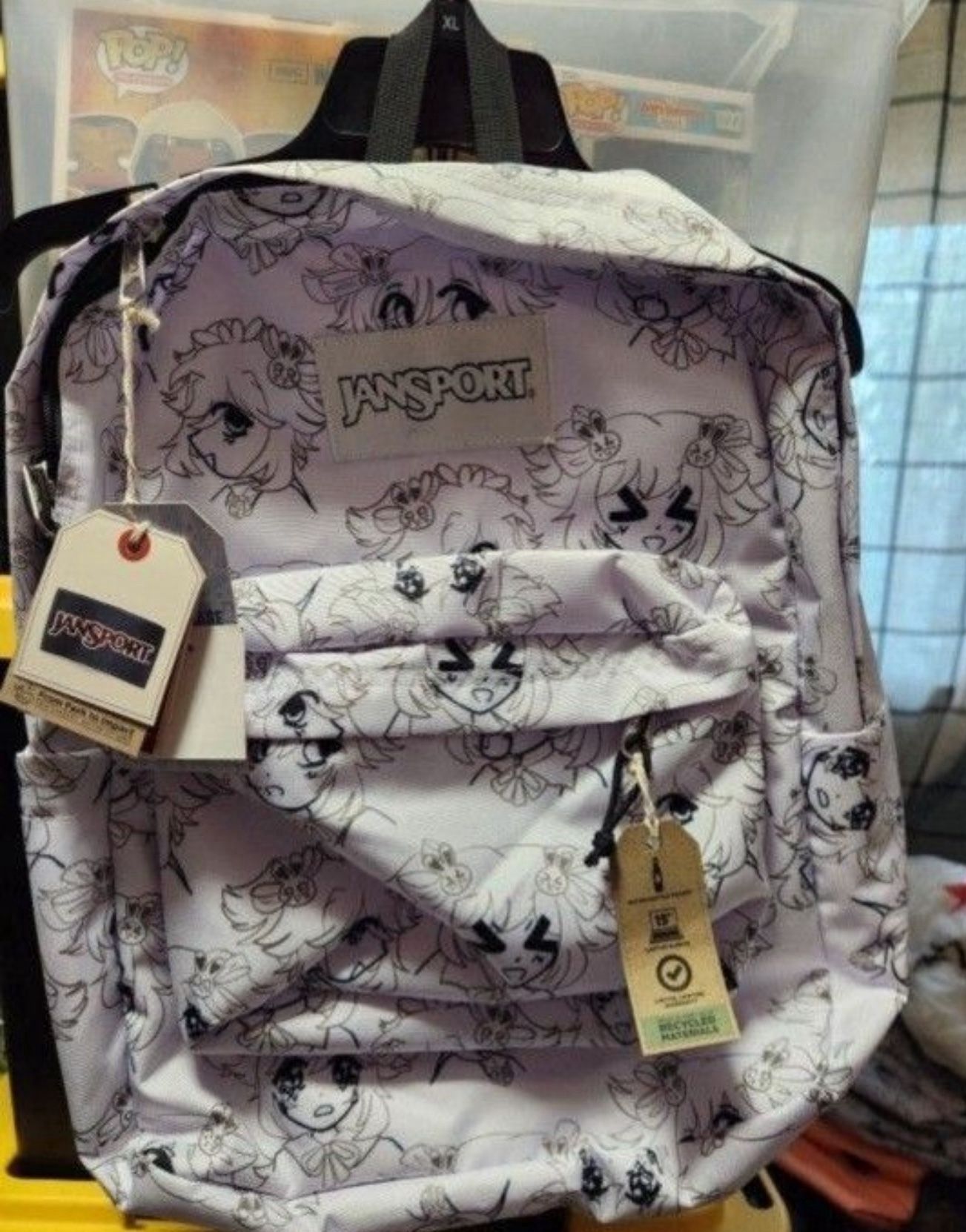 White Anime Jansport Backpack