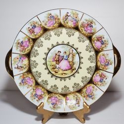 Love Story Courting Couple Cake Plate Vintage