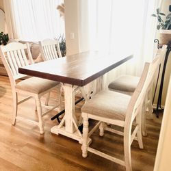 Farmhouse pub style Whitewash Dining Set