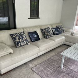 Natuzzi Leather couch in ivory
