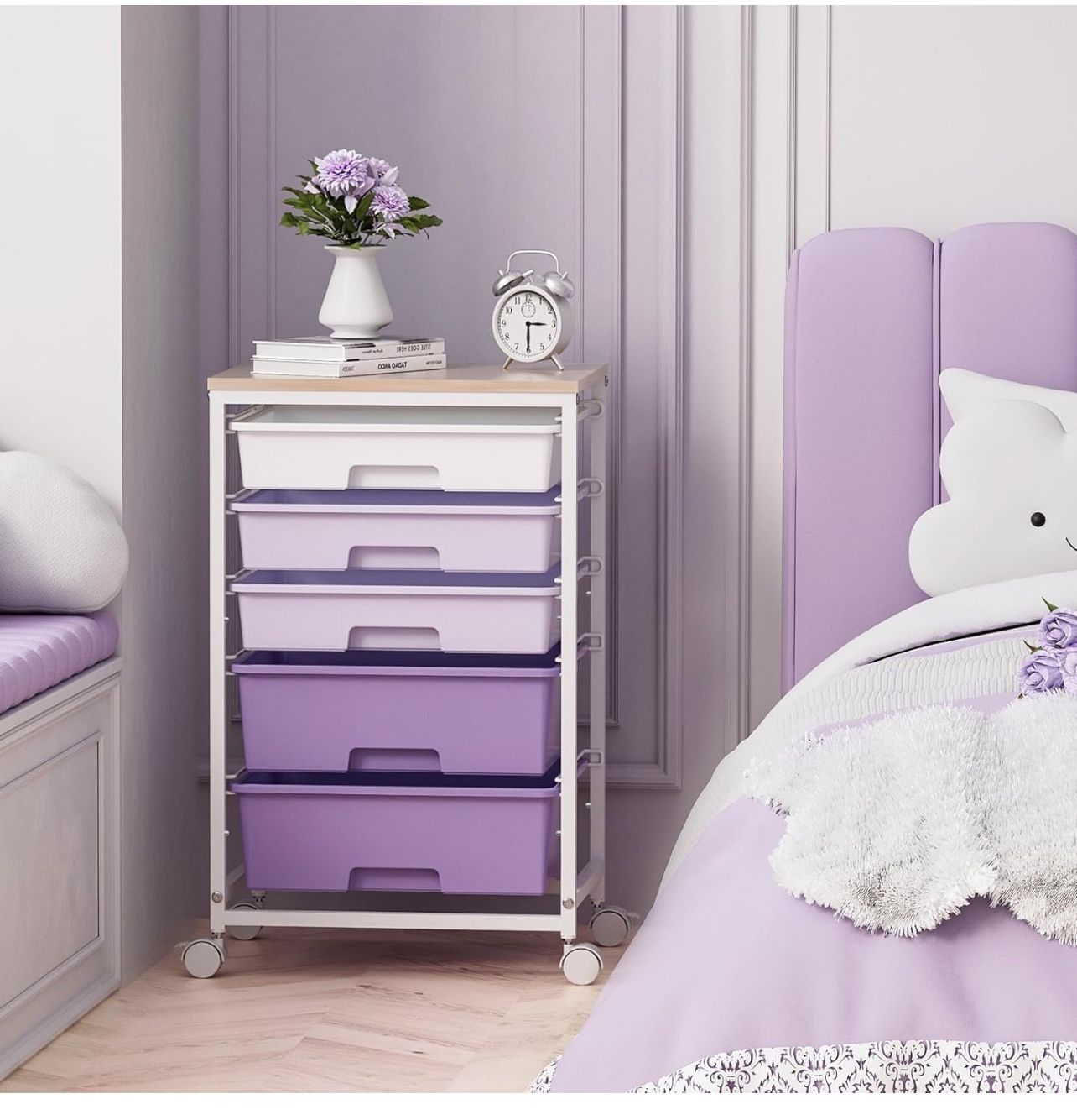 Utility Cart with 5 Drawers,Storage