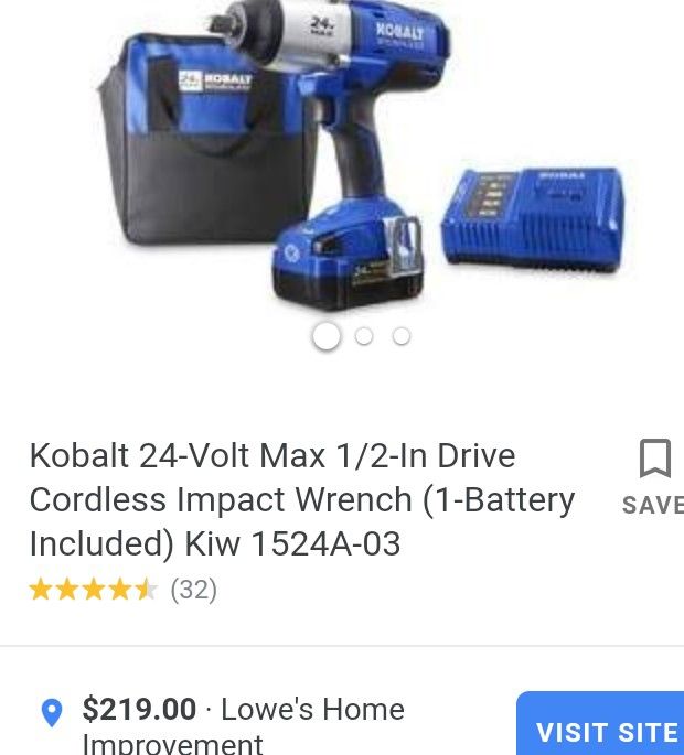 Kobalt 24-Volt Max 1/2-In Drive Cordless Impact Wrench (1-Battery Included) Kiw 1524A-03