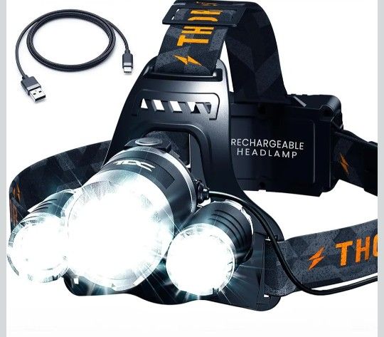 Brand New Head Lamp Led Rechargeable Super Bright - USB-C Headlamp for Adults - Head Lights for Forehead - 1080 Lumen Head Flashlight - 10HR Battery f