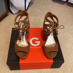 G By Guess. Platform Wedge. Brown Suede. Size 5.5