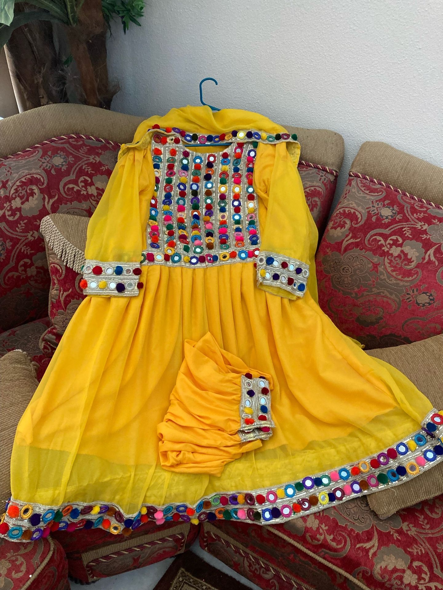 yellow afghan dress 