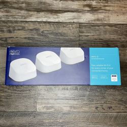 eero 6 Dual Band Mesh Wi-Fi Router System 3-Pack M110311 IN ORIGINAL BOX