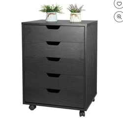 5 Drawers Storage Cabinet Dresser Storage Tower Closet Sturdy Bedroom Office Save Space Black