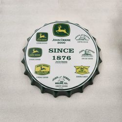 John Deere Farm Tractor Logos Bottle Cap Metal Sign 
