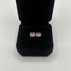 Diamond square halo earrings .5 Carat Each 