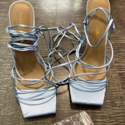 Baby Blue Satin Heels