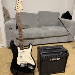 Fender Squire Stratocaster and Line 6 Amp and Pedals