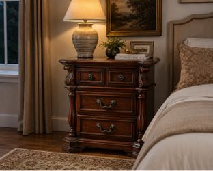 Nightstand – Solid Wood Side Table, 3 Drawers