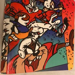 VTG Rare 1994 Stuart Hall Looney Tunes Curve Back 1 1/2" Binder Football