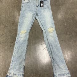 Distressed Light Blue Jeans with Spark by Genuine Authentic Clothing New w Tags