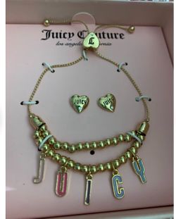 Juicy couture slider charm bracelet with earrings set