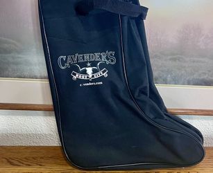 CAVENDER'S CANVAS  BLACK TALL BOOT BAG WITH CAVENDER'S LOGO & DUAL INDIVIDUAL ZIPUP SIDES! 