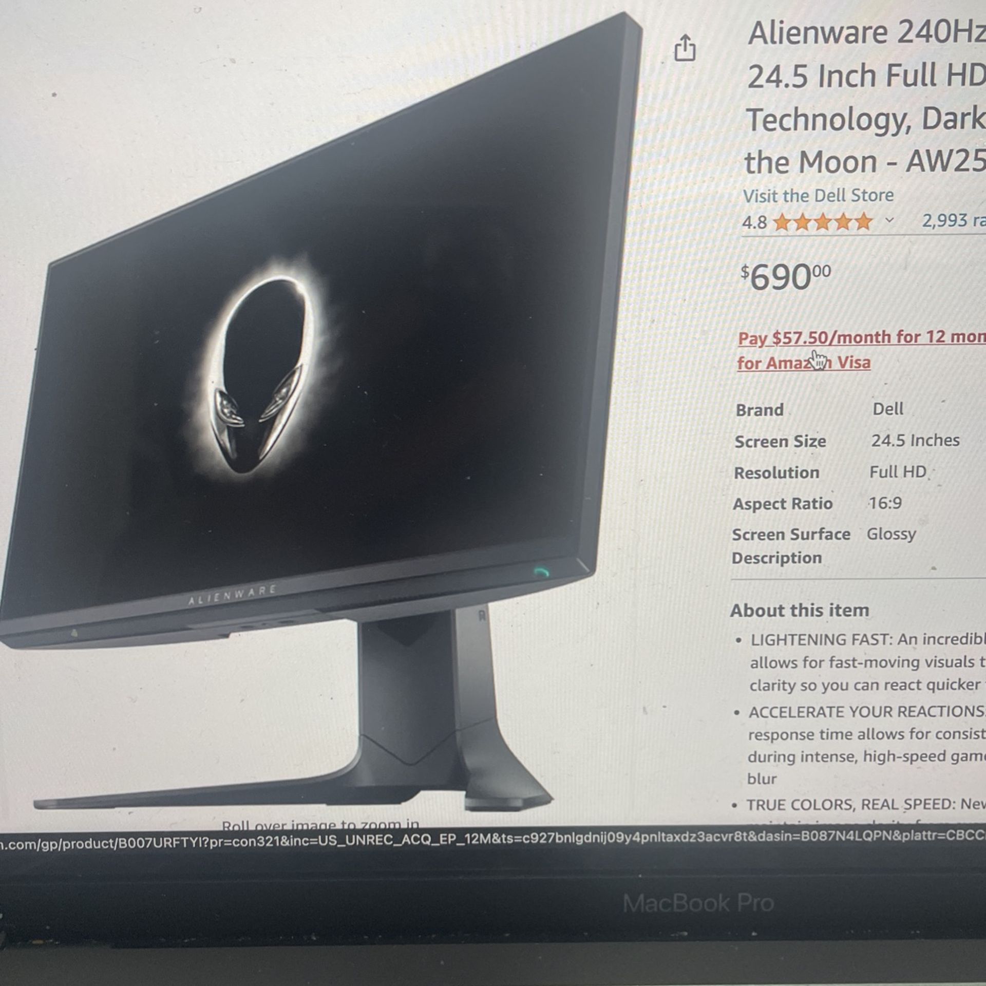 Alienware 240 Hz Gaming Monitor Inch Full HD with IPS