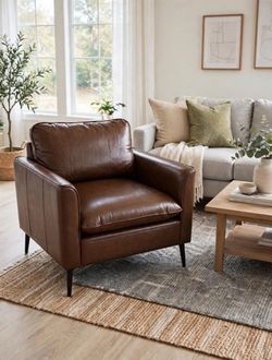 NEW Okeysen Oversized Upholstered Accent Chair, Modern Brown Leather