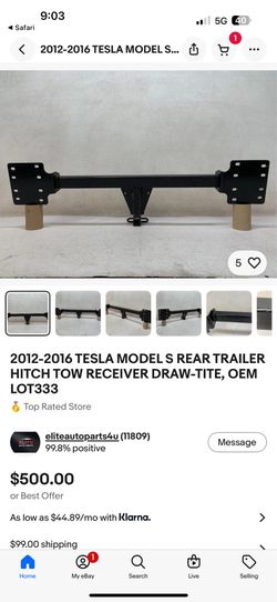 2012-2016 TESLA MODEL S REAR TRAILER HITCH TOW RECEIVER DRAW-TITE, OEM LOT333