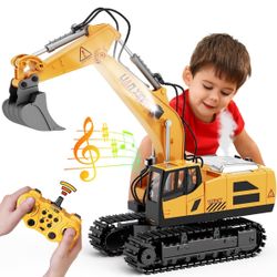 Remote Control Excavator, 12 Channel RC Excavator Construction Toys for Boy with Light&Sounds&Shovel