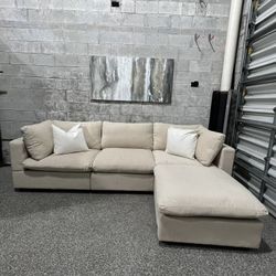 Beige Cloud Sectional With Storage (Brand New In Box)