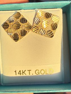 14K Square Nugget Earrings