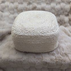 Woven Square Jute Pouf Ottoman