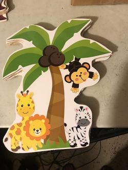 Set of Baby Shower 11” Cute Animal Wooden Cut Out