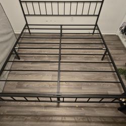 Metal Platform King Bed Frame with Headboard Sturdy Steel