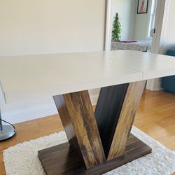 White & Brown Wooden Dining Table for 4