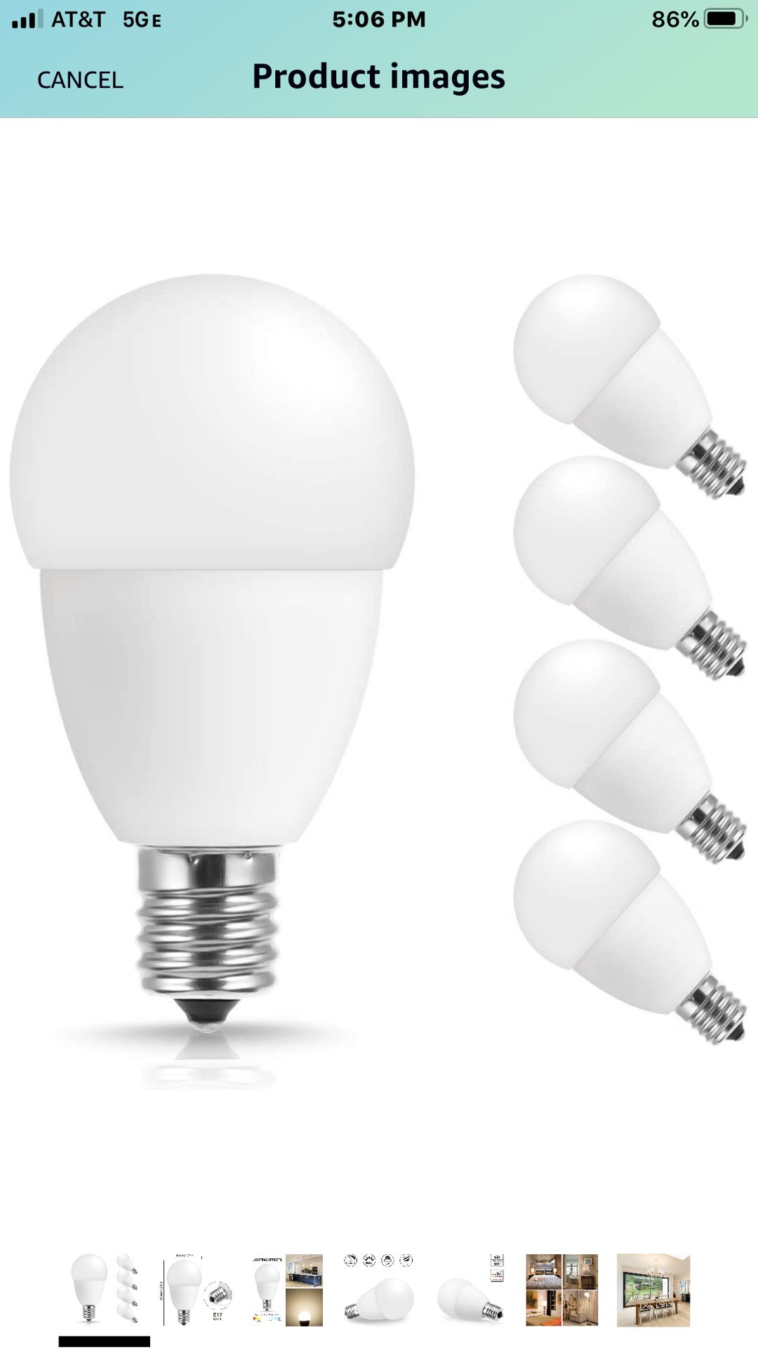 E17 LED Bulb, JandCase 5W Light Bulbs, 5000k Soft White, 550LM, 50W Equivalent Bulbs for Home Lighting, Ceiling Fan, Living Room, E17 Intermediate B