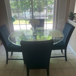 *BRAND NEW* Dark Blue Luxiours Suede Table Set 