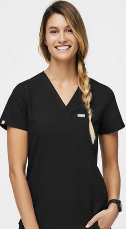 Figs - Women Black Scrub Blouse size Large - 1 Pocket