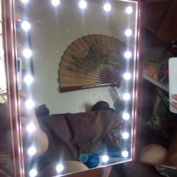 Rose Gold Closing Adjustable Beauty Magnifying Mirror With Lights